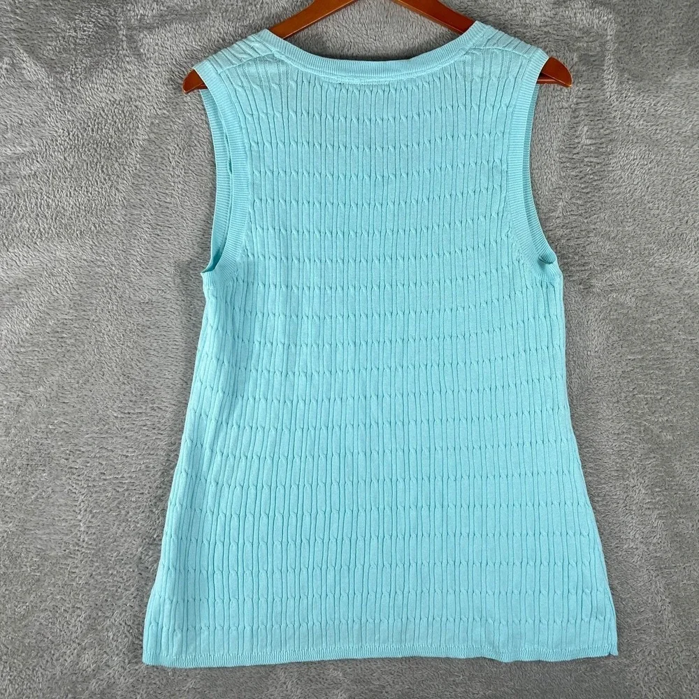 Croft & Barrow Sweater Vest Womens XL Blue‎ Cable Knit Sleeveless Tank Top New